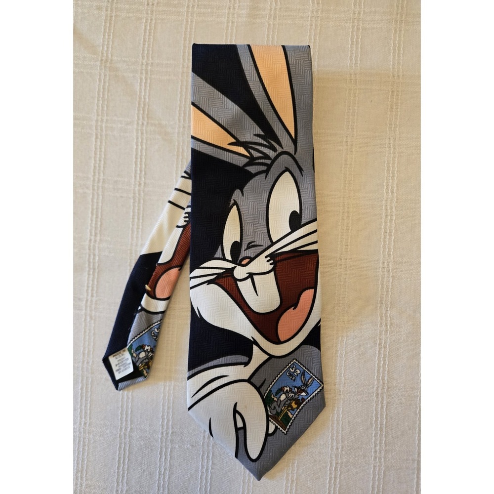 Vintage Looney Tunes Bugs Bunny Men's Tie Stamp Collection Warner Bros USPS EUC